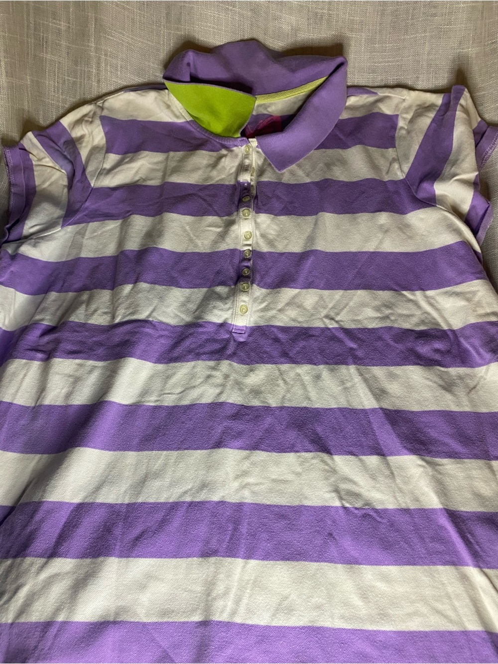 Old Navy Lavender & White Striped Polo with Contrast Collar